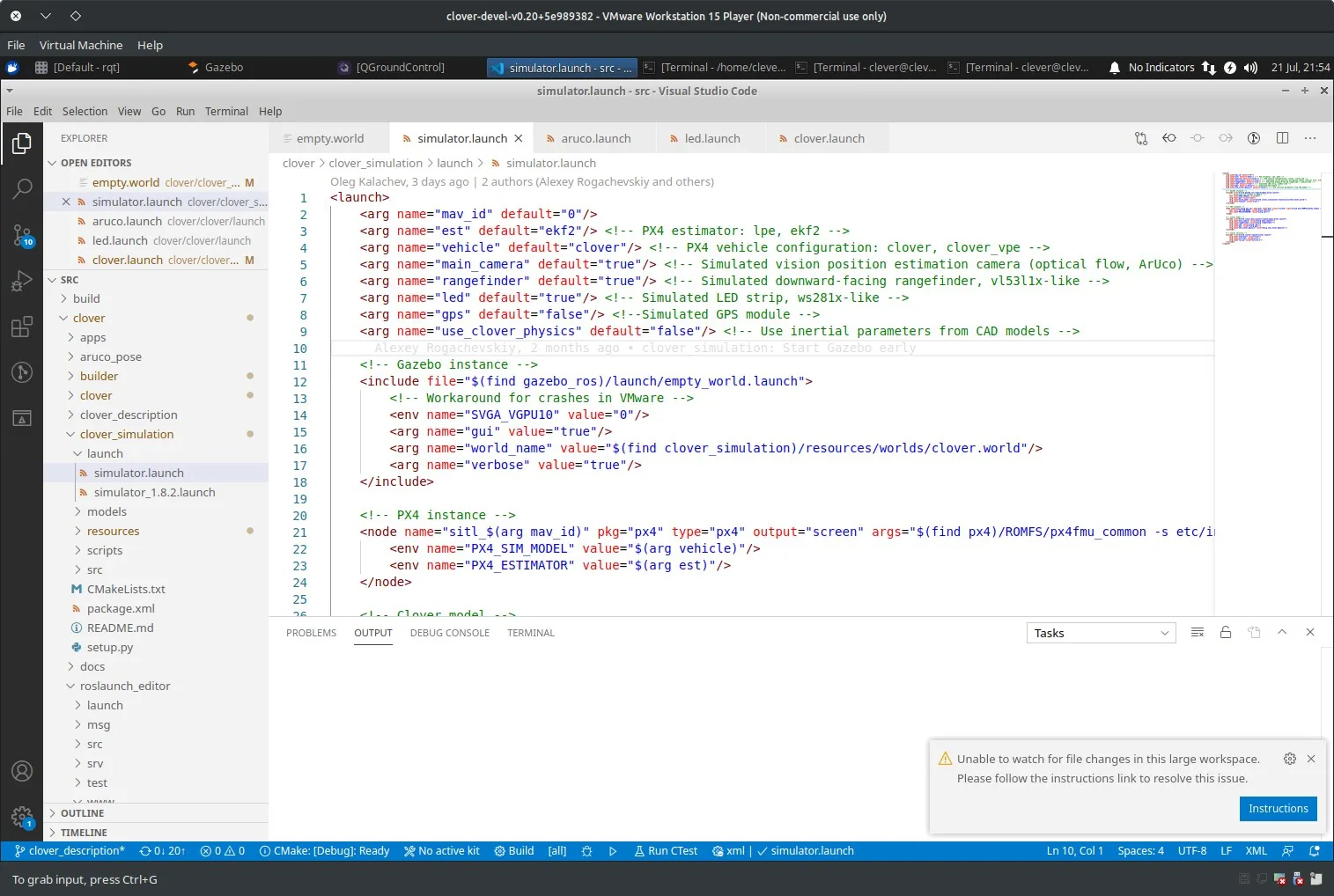 Открытый в VSCode simulator.launch